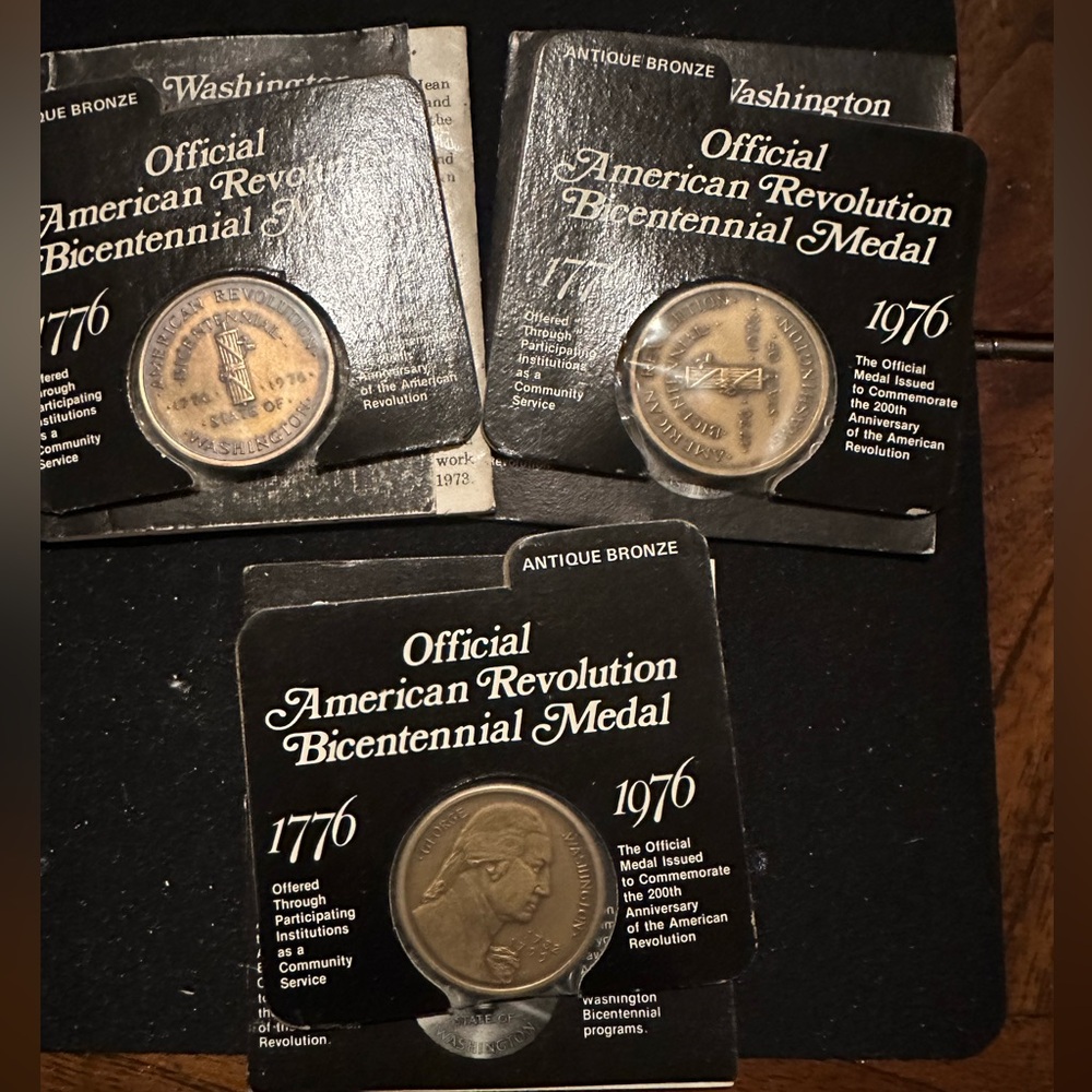 3 State of Washington American Revolution Bicentennial Medals